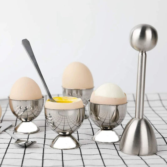 Stainless Steel Egg Cup Set with Egg Opener