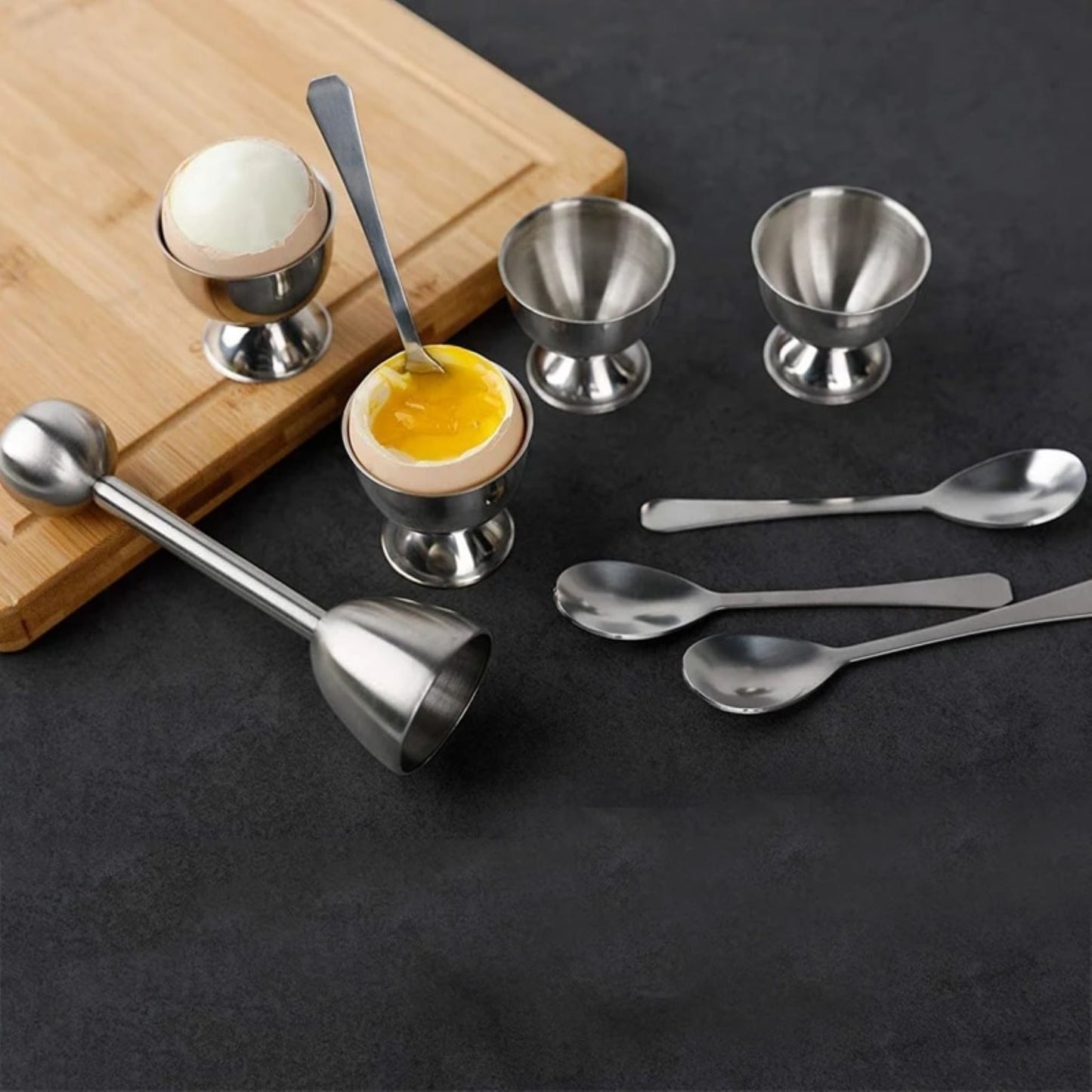 Stainless Steel Egg Cup Set with Egg Opener